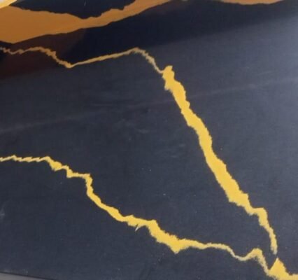 Black Calacatta Yellow Marble Vein QUARTZ